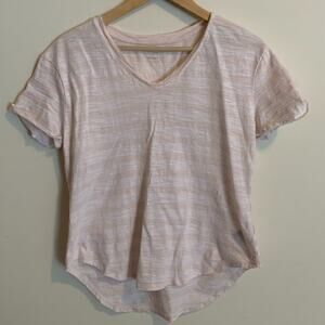 Daily Ritual Womens Size Medium Lived In Cotton T Shirt Pink White Striped VNeck